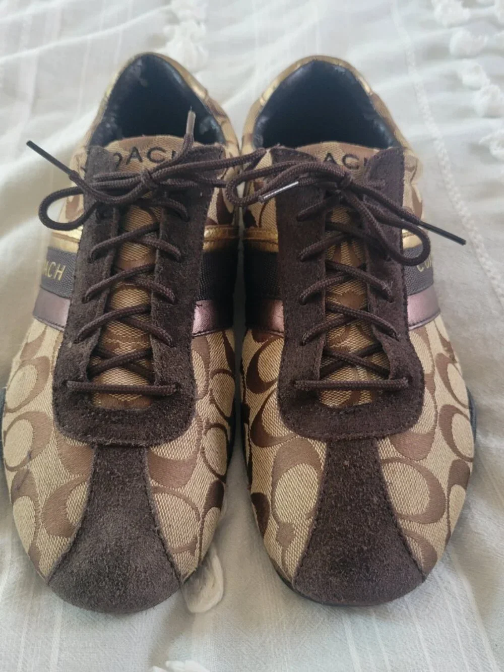 Classic Coach Jayme sneakers in the iconic khaki/brown signature canvas Sz 11 - Picture 3 of 9